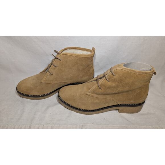 Matt Bernson Womens Andes Camel Sheep Shearling Ankle Boots 9 Chukka Crepe Sole - Picture 1 of 8